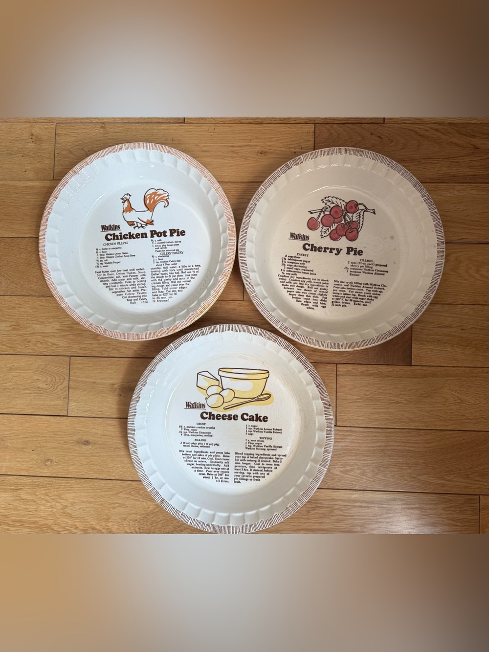 Vintage Watkins Pie Plates - 11” Made in Canada